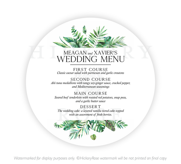 Jungle Greens | Wedding Menus