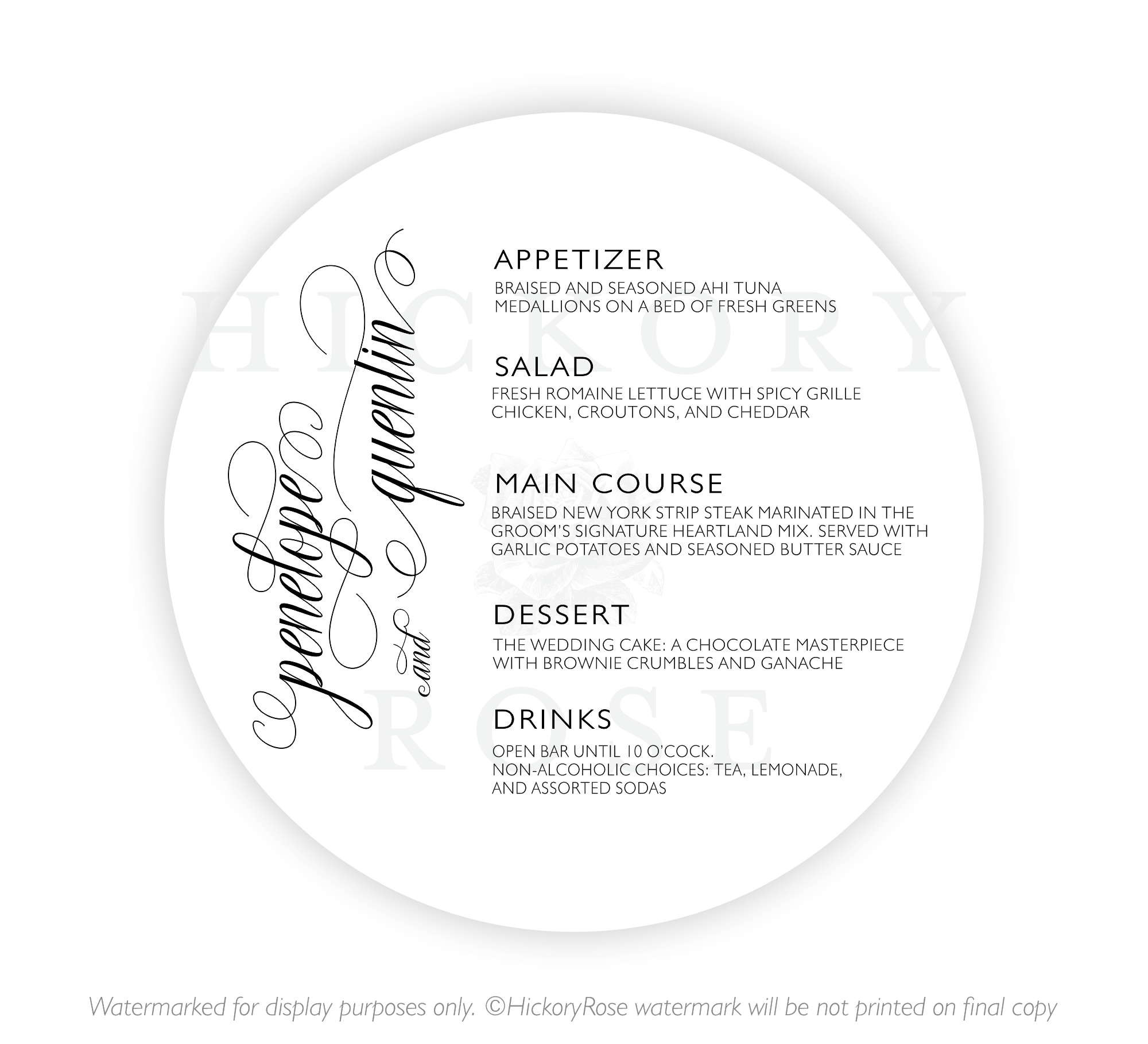 Lovely Script | Wedding Menus