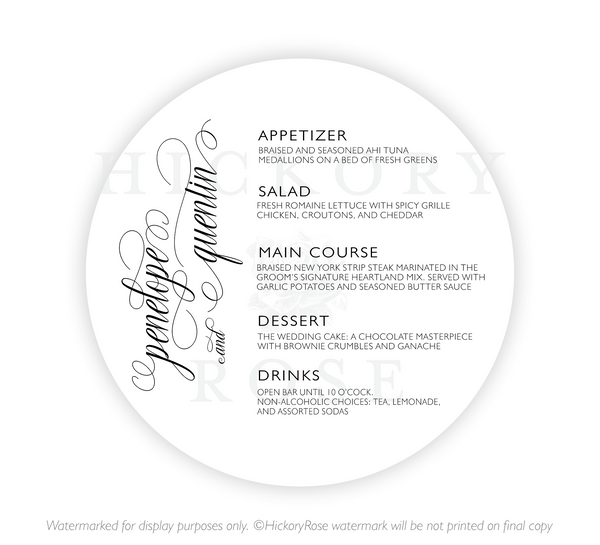 Lovely Script | Wedding Menus
