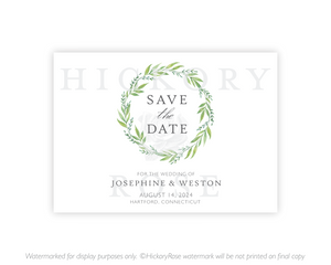 Wreath of Green | Save the Date Cards