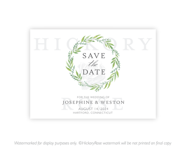 Wreath of Green | Save the Date Cards