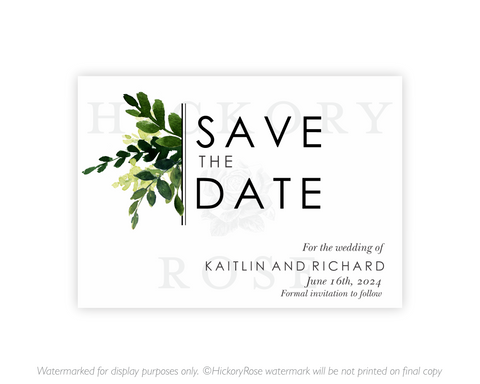 Simple Greenery | Save the Date Cards