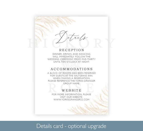Pampas Grass | Wedding Invitation