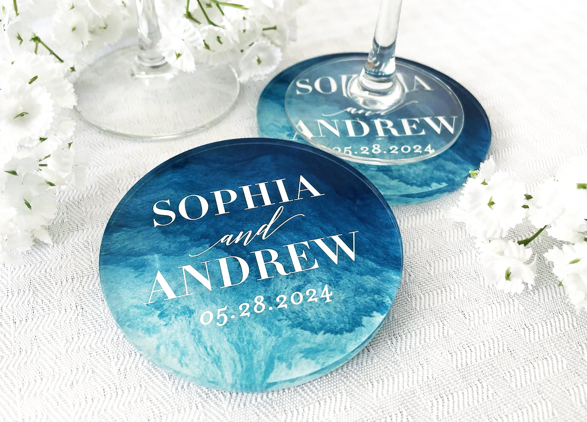 Watercolor Wash | Acrylic Wedding Coasters