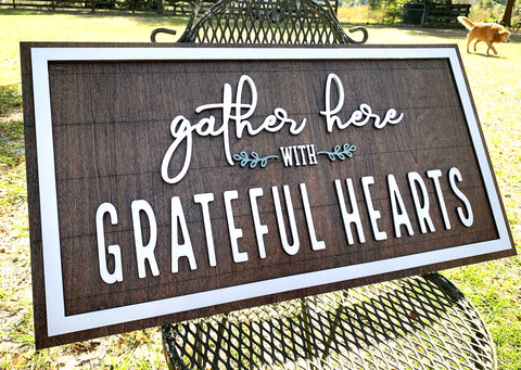 Grateful Hearts | Wood Sign