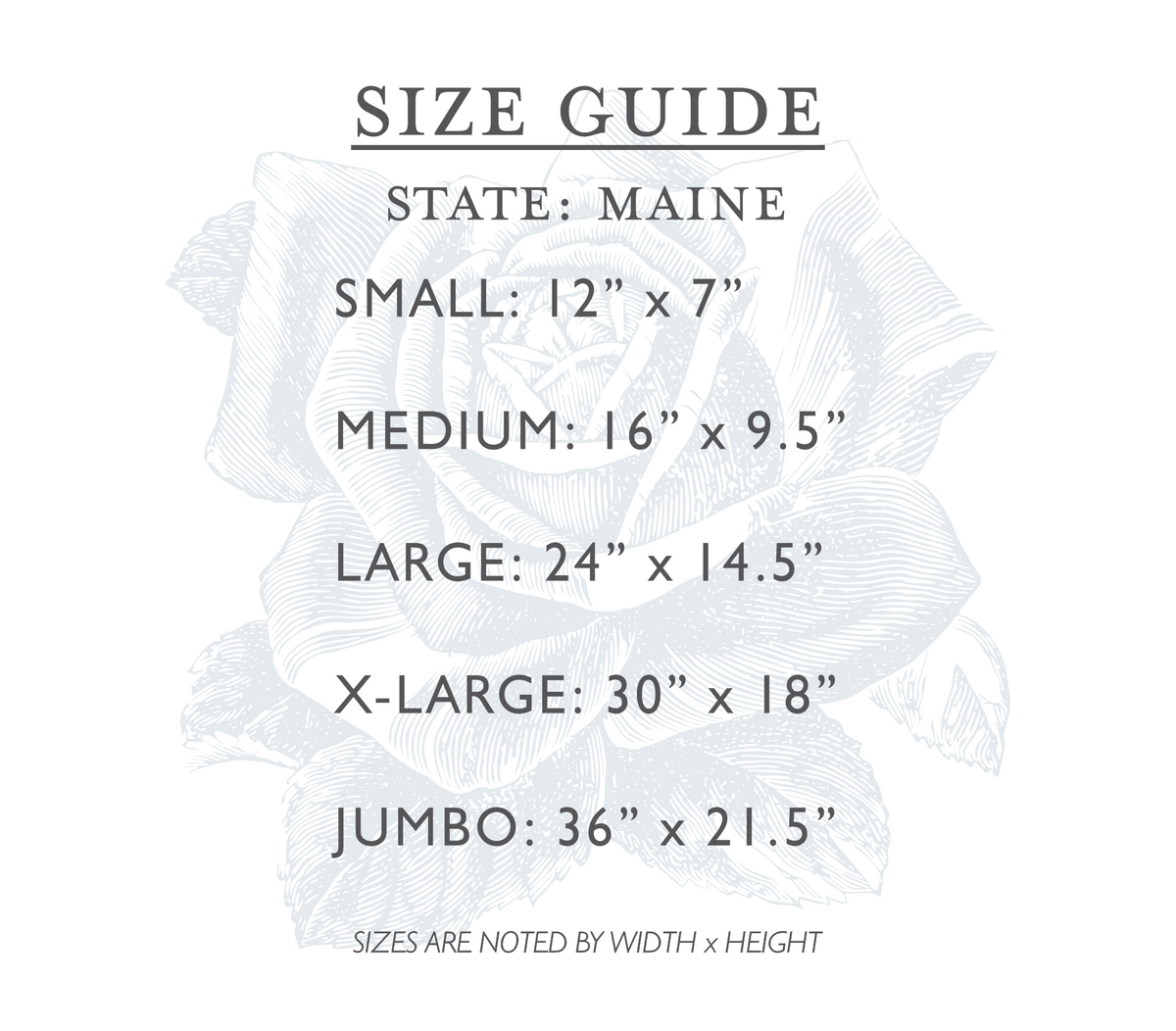 Maine state cutout hickory rose