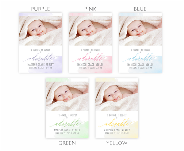 Soft Watercolor | Birth Announcements