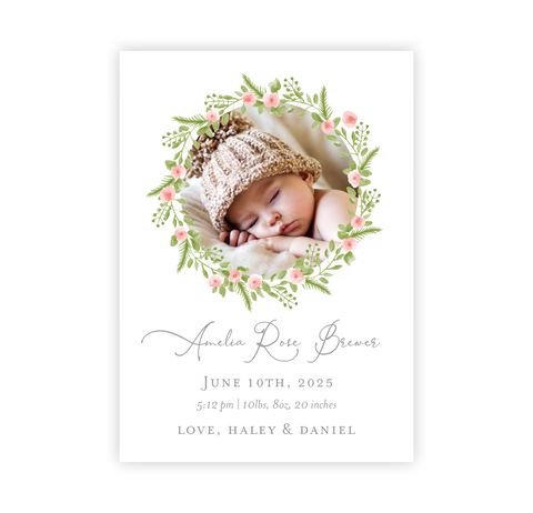 Pink Wreath | Birth Announcements