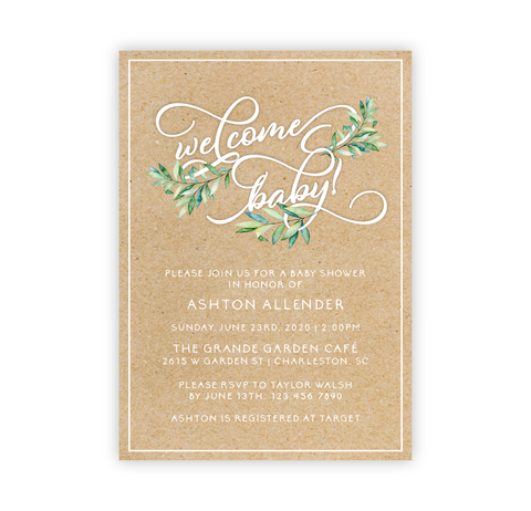 Green Leaves | Baby Shower Invite