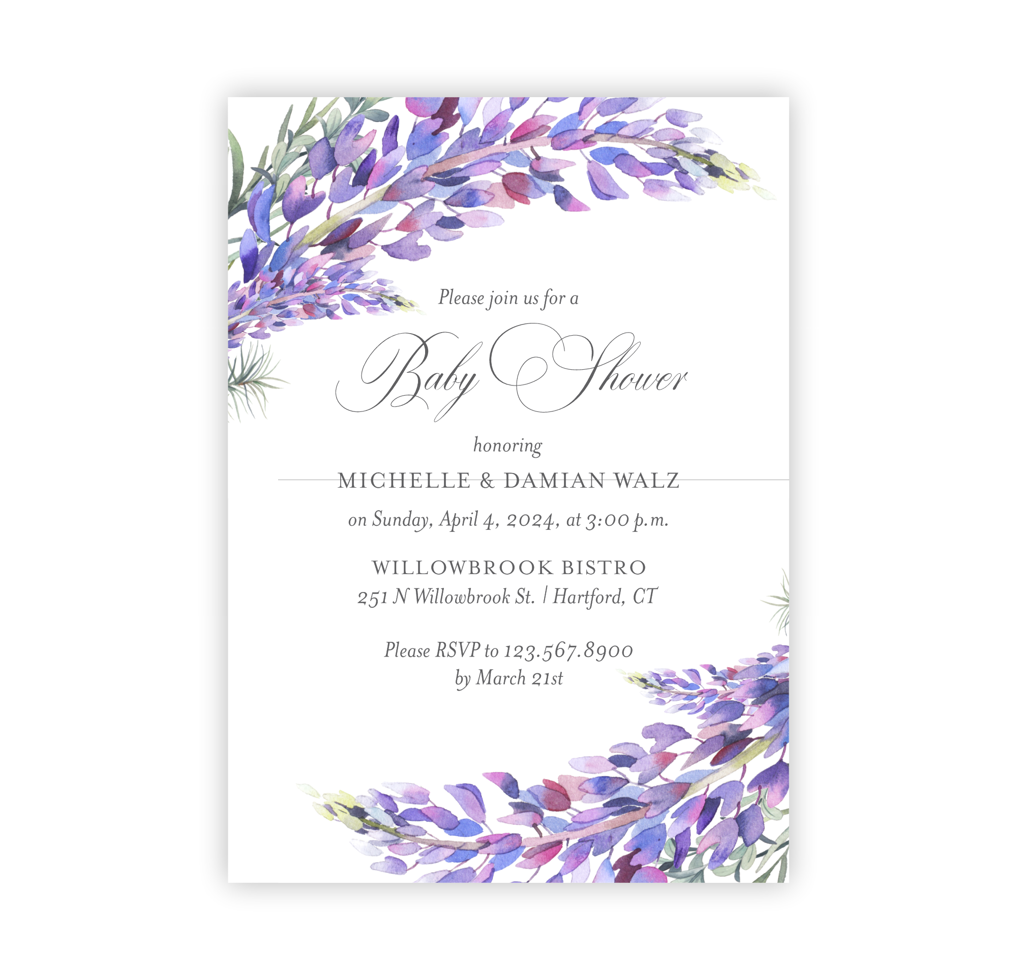 Lavender Elegance | Baby Shower Invite