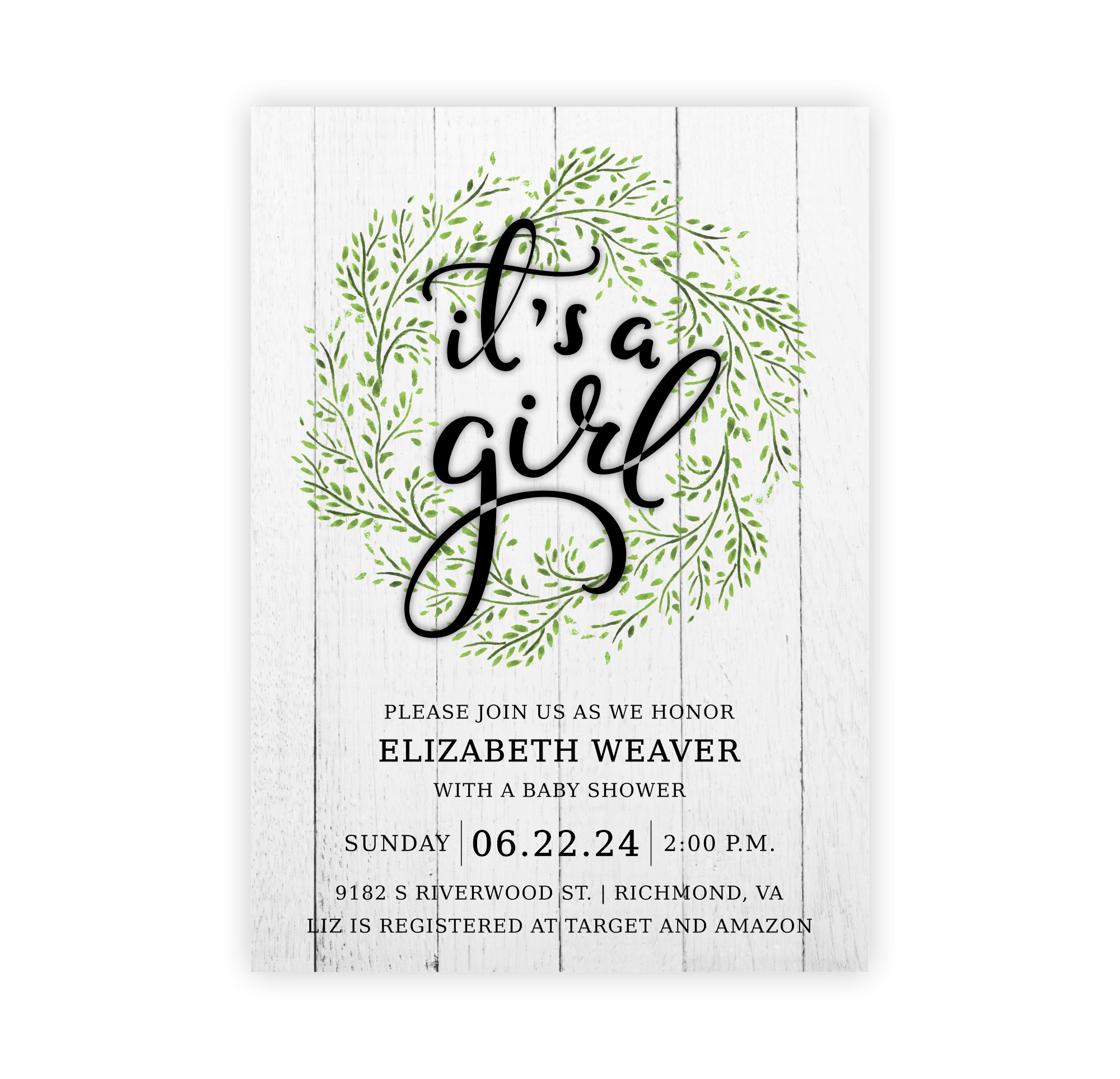 Lush Wreath | Baby Shower Invite