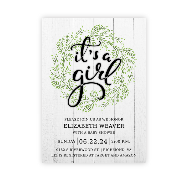 Lush Wreath | Baby Shower Invite