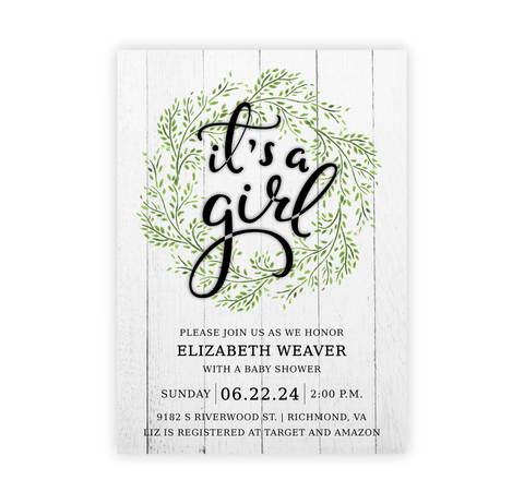 Lush Wreath | Baby Shower Invite
