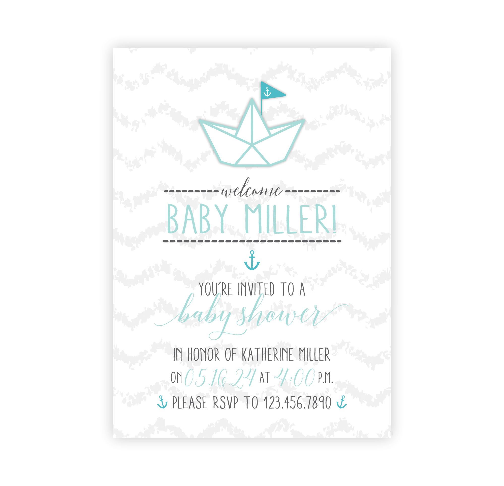 Paper Sailboat | Baby Shower Invite