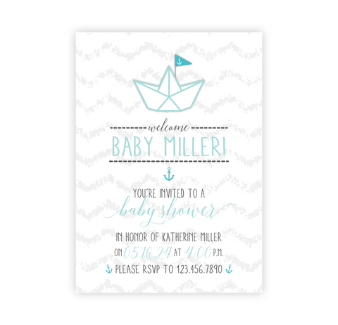 Paper Sailboat | Baby Shower Invite