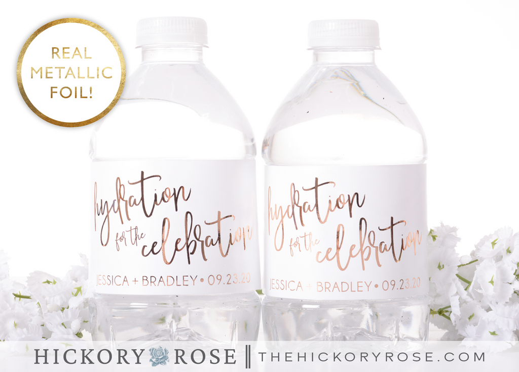 Celebration | Metallic Water Bottle Labels – Hickory Rose