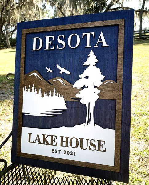 Big Blue Lake | Wood Sign