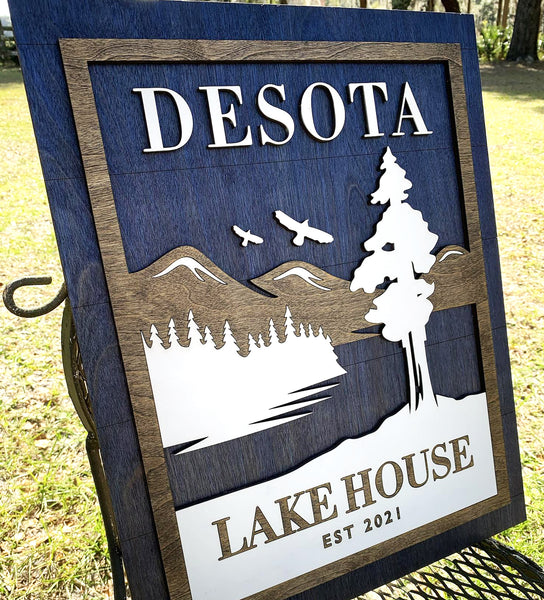 Big Blue Lake | Wood Sign