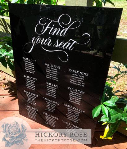 Black Acrylic | Engraved Seating Chart