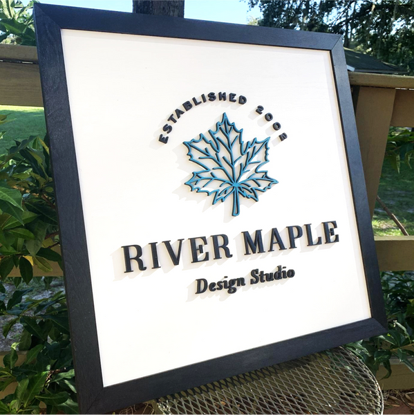 Hickory Rose Exterior Signs – Weatherproof Custom Square Base Sign with Acrylic Logo